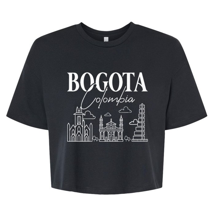 Bogota Colombia City Skyline Map Travel Bella+Canvas Jersey Crop Tee