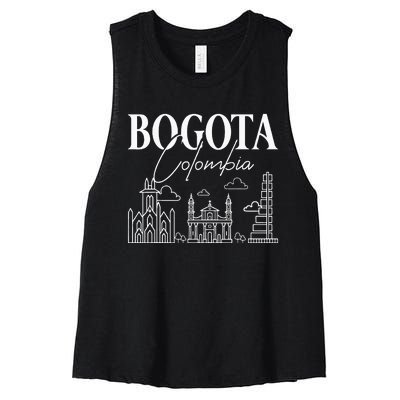 Bogota Colombia City Skyline Map Travel Women's Racerback Cropped Tank