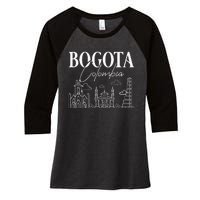 Bogota Colombia City Skyline Map Travel Women's Tri-Blend 3/4-Sleeve Raglan Shirt