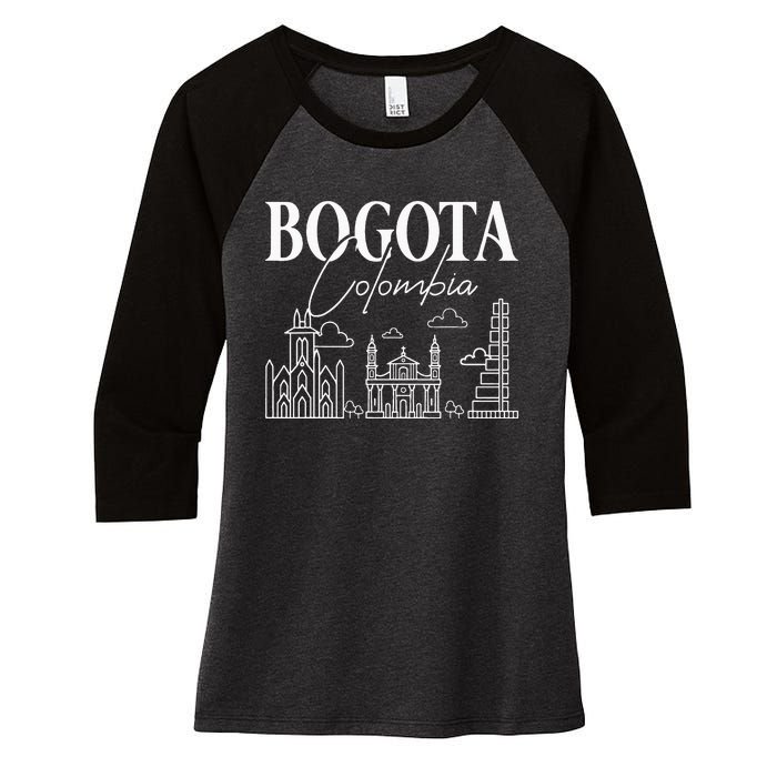 Bogota Colombia City Skyline Map Travel Women's Tri-Blend 3/4-Sleeve Raglan Shirt