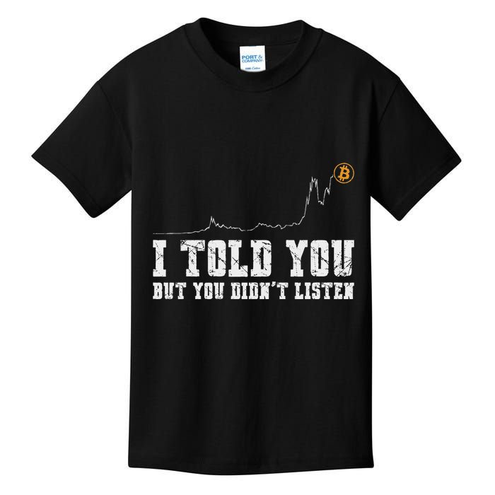 Bitcoin Crypto Chart I Told You But You DidnT Listen Kids T-Shirt