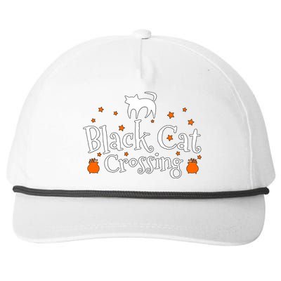 Black Cat Crossing Halloween Party Funny Gift Snapback Five-Panel Rope Hat