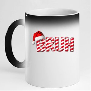 Bruh Christmas Candy Cane For Teen Funny Xmas Bruh Gift 11oz Black Color Changing Mug