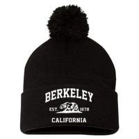 Berkeley California CA Vintage State Athletic Style Pom Pom 12in Knit Beanie