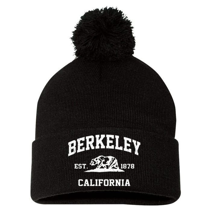 Berkeley California CA Vintage State Athletic Style Pom Pom 12in Knit Beanie