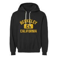 Berkeley CA California Gym Style Distressed Amber Print Garment-Dyed Fleece Hoodie
