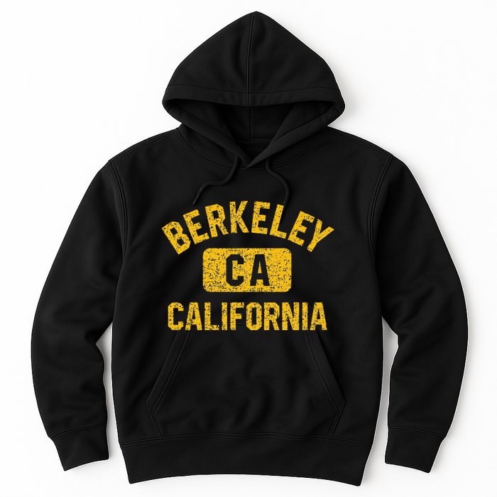 Berkeley CA California Gym Style Distressed Amber Print Hoodie