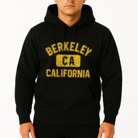 Berkeley CA California Gym Style Distressed Amber Print Hoodie