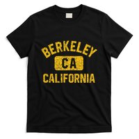 Berkeley CA California Gym Style Distressed Amber Print T-Shirt
