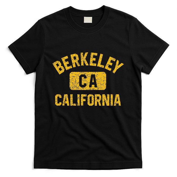 Berkeley CA California Gym Style Distressed Amber Print T-Shirt