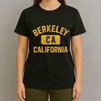Berkeley CA California Gym Style Distressed Amber Print T-Shirt