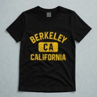 Berkeley CA California Gym Style Distressed Amber Print T-Shirt
