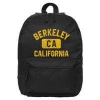 Berkeley CA California Gym Style Distressed Amber Print 16 in Basic Backpack