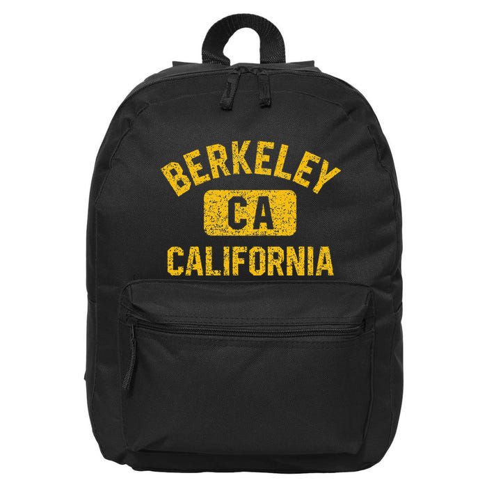 Berkeley CA California Gym Style Distressed Amber Print 16 in Basic Backpack