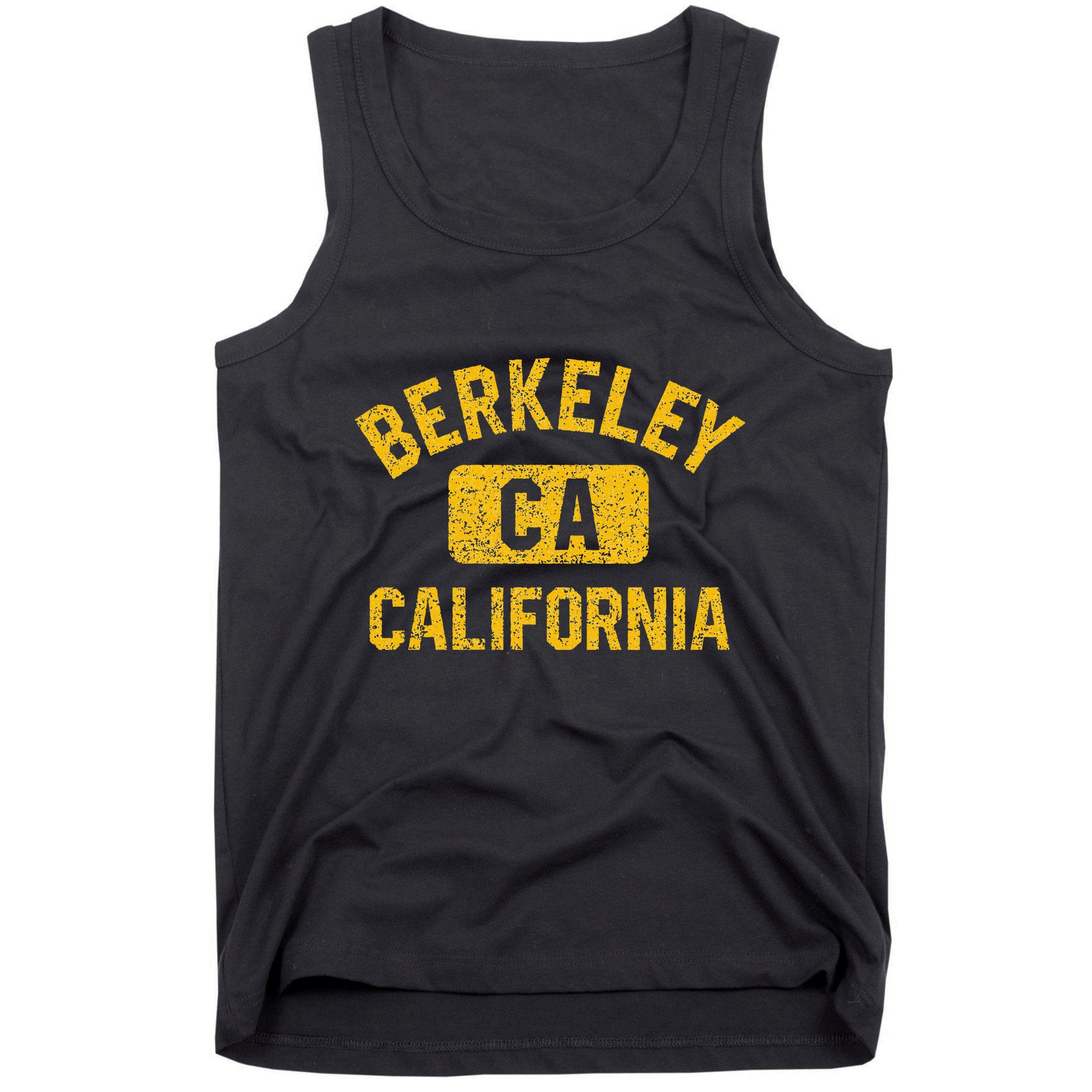 Berkeley CA California Gym Style Distressed Amber Print Tank Top