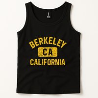 Berkeley CA California Gym Style Distressed Amber Print Tank Top