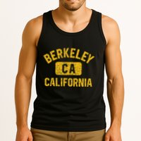 Berkeley CA California Gym Style Distressed Amber Print Tank Top