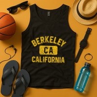 Berkeley CA California Gym Style Distressed Amber Print Tank Top