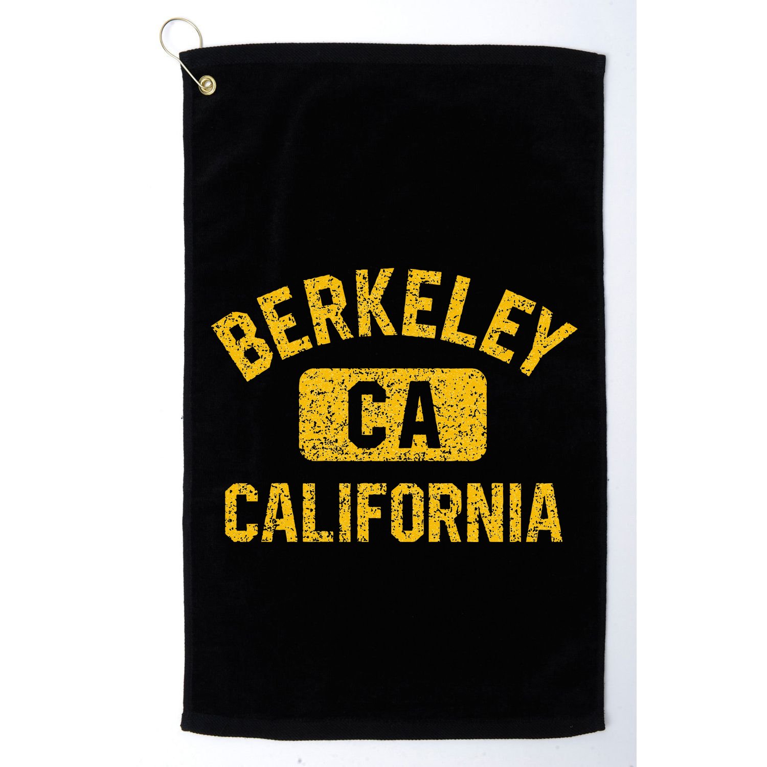 Berkeley CA California Gym Style Distressed Amber Print Golf Towel