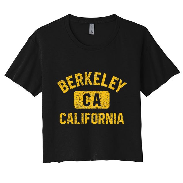 Berkeley CA California Gym Style Distressed Amber Print Crop Top