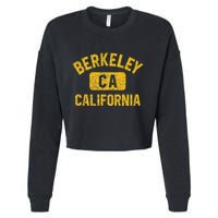 Berkeley CA California Gym Style Distressed Amber Print Cropped Pullover Crew