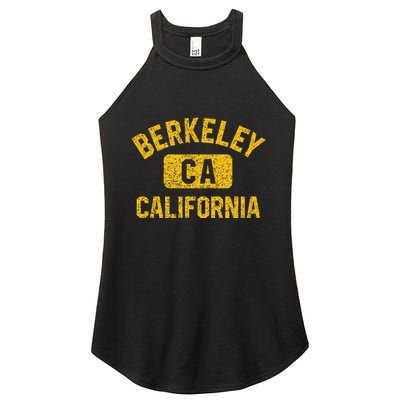 Berkeley CA California Gym Style Distressed Amber Print Women's Perfect Tri Rocker Tank