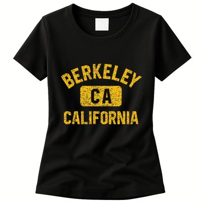 Berkeley CA California Gym Style Distressed Amber Print Womens T-Shirt