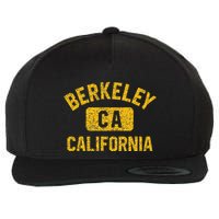 Berkeley CA California Gym Style Distressed Amber Print Wool Snapback Cap