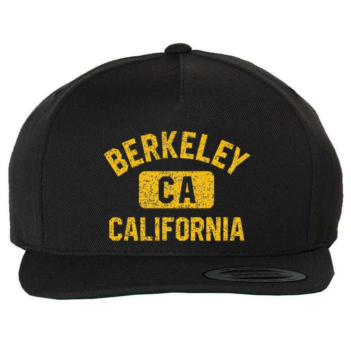 Berkeley CA California Gym Style Distressed Amber Print Wool Snapback Cap