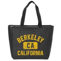 Berkeley CA California Gym Style Distressed Amber Print Zip Tote Bag