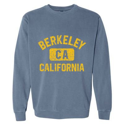 Berkeley CA California Gym Style Distressed Amber Print Garment-Dyed Sweatshirt