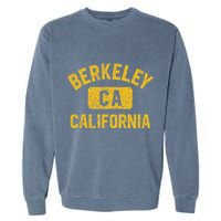 Berkeley CA California Gym Style Distressed Amber Print Garment-Dyed Sweatshirt