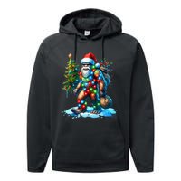 Bigfoot Christmas Christmas Tree Xmas Sasquatch Performance Fleece Hoodie