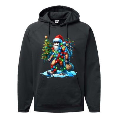 Bigfoot Christmas Christmas Tree Xmas Sasquatch Performance Fleece Hoodie