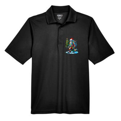 Bigfoot Christmas Christmas Tree Xmas Sasquatch Men's Origin Performance Pique Polo