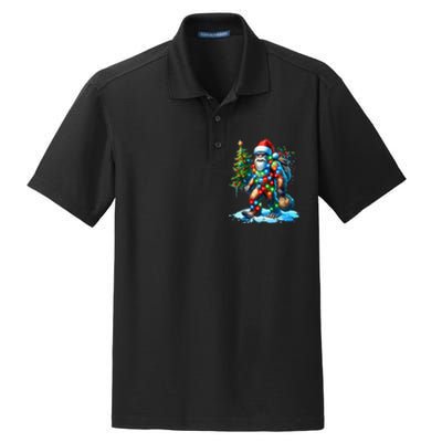 Bigfoot Christmas Christmas Tree Xmas Sasquatch Dry Zone Grid Polo