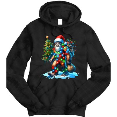 Bigfoot Christmas Christmas Tree Xmas Sasquatch Tie Dye Hoodie