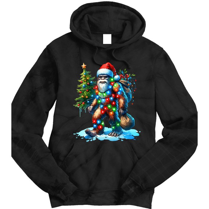 Bigfoot Christmas Christmas Tree Xmas Sasquatch Tie Dye Hoodie