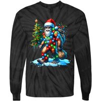 Bigfoot Christmas Christmas Tree Xmas Sasquatch Tie-Dye Long Sleeve Shirt