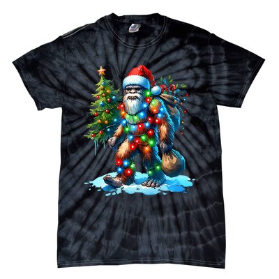 Bigfoot Christmas Christmas Tree Xmas Sasquatch Tie-Dye T-Shirt