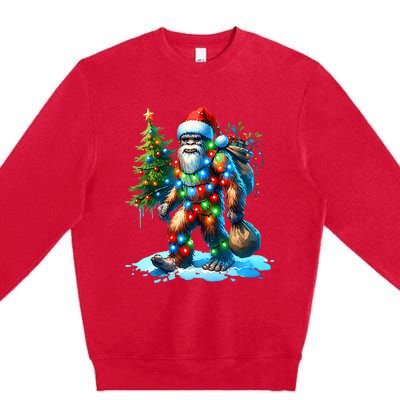 Bigfoot Christmas Christmas Tree Xmas Sasquatch Premium Crewneck Sweatshirt