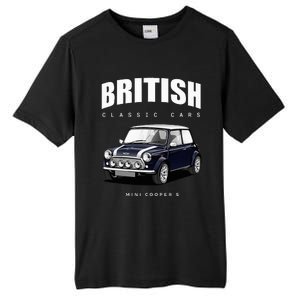 British Classic Car Dark Blue Mini Sports Car Tall Fusion ChromaSoft Performance T-Shirt