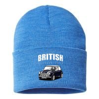 British Classic Car Dark Blue Mini Sports Car Sustainable Knit Beanie