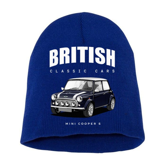 British Classic Car Dark Blue Mini Sports Car Short Acrylic Beanie