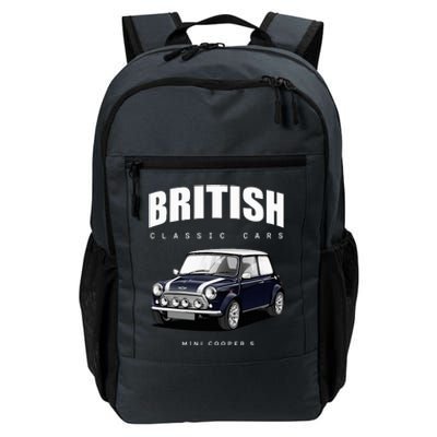 British Classic Car Dark Blue Mini Sports Car Daily Commute Backpack