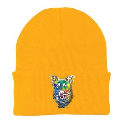 Border Collie Color Art Gift Dog Lover Gift Knit Cap Winter Beanie