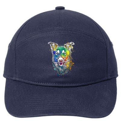 Border Collie Color Art Gift Dog Lover Gift 7-Panel Snapback Hat