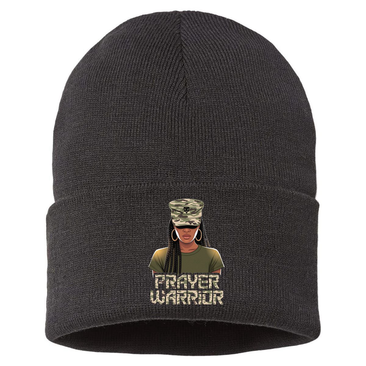 Black Christian Camo Jesus Girl Hat Women God Prayer Sustainable Knit Beanie