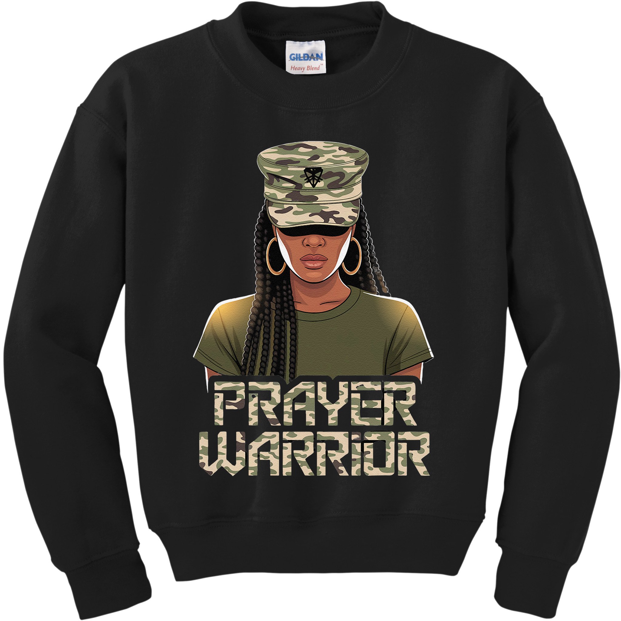 Black Christian Camo Jesus Girl Hat Women God Prayer Kids Sweatshirt