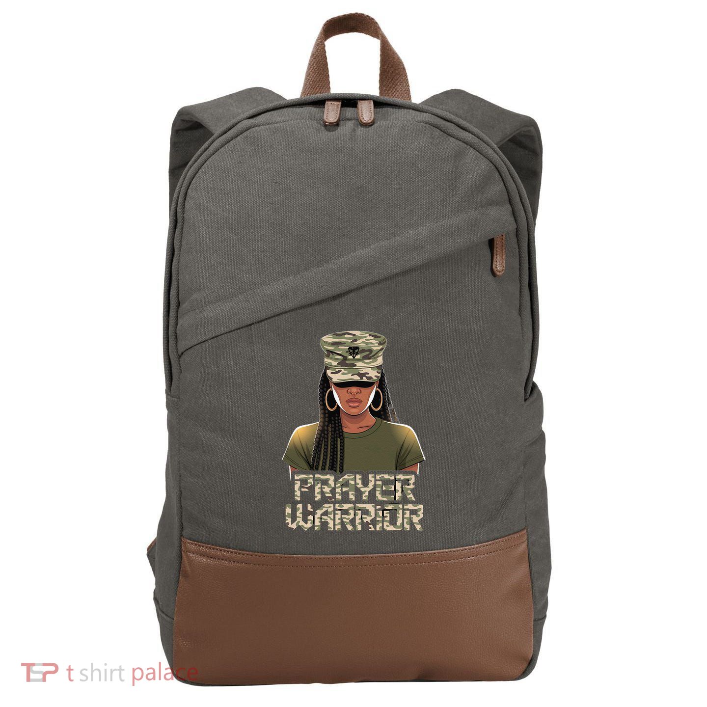 Black Christian Camo Jesus Girl Hat Women God Prayer Cotton Canvas Backpack